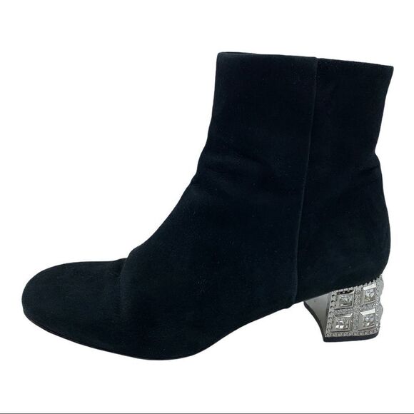 Studiolee Black Suede Crystal Heel Ankle Boots‎ - Picture 1 of 13